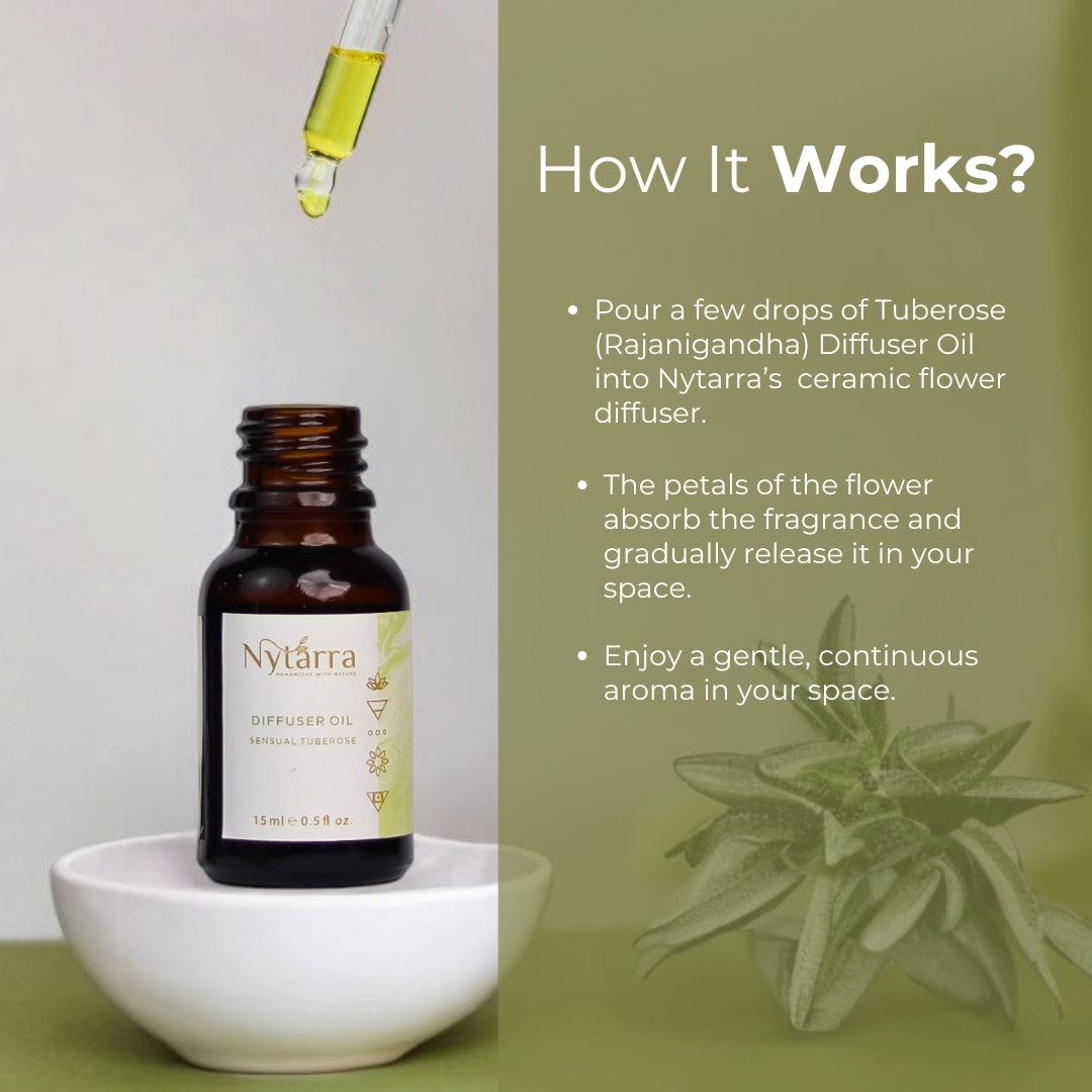 Tuberose  Diffuser Oil + Ceramic Flower Aromatherapy Combo