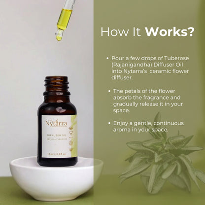 Tuberose  Diffuser Oil + Ceramic Flower Aromatherapy Combo