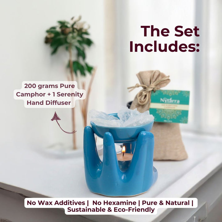 Set Includes= 200g Air Purifying Camphor   1 Serenity Hand Diffuser