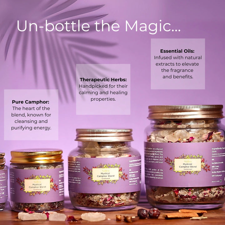 Unleash the magic with Nytarra Mystical Camphor Blend—pure camphor, therapeutic herbs, and essential oils for a divine aroma.