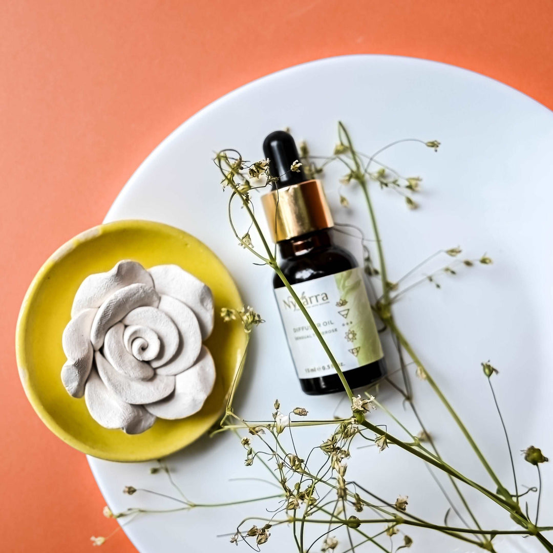 Tuberose  Diffuser Oil + Ceramic Flower Aromatherapy Combo