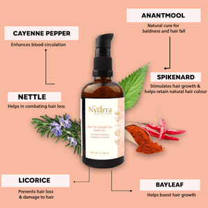 Nytarra Hair Oil - Hair Growth Ingredients such as cayenne pepper, nettle, licorice, bayleaf, spikenard, anantmool