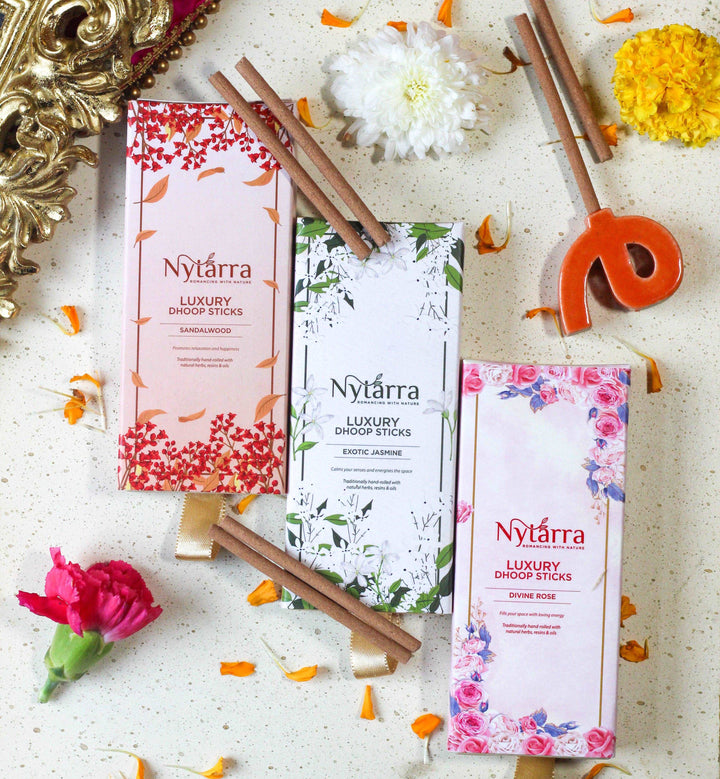 Luxury Dhoop Sticks Combo - Pack of 3 Fragrances - Nytarra Naturals
