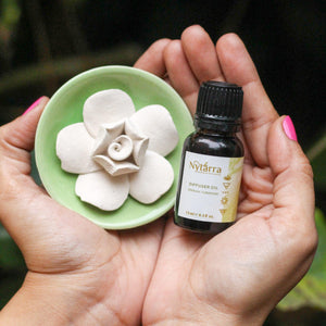 Diffuser Oil - Sensual Tuberose + Ceramic Flower Aromatherapy Diffuser Combo - Nytarra Naturals